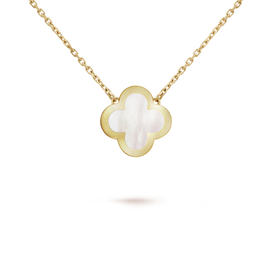 Pure Alhambra pendant, 18K yellow gold, white mother-of-pearl.
