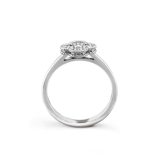 Sweet Alhambra ring, rhodium plated 18K white gold, round diamonds