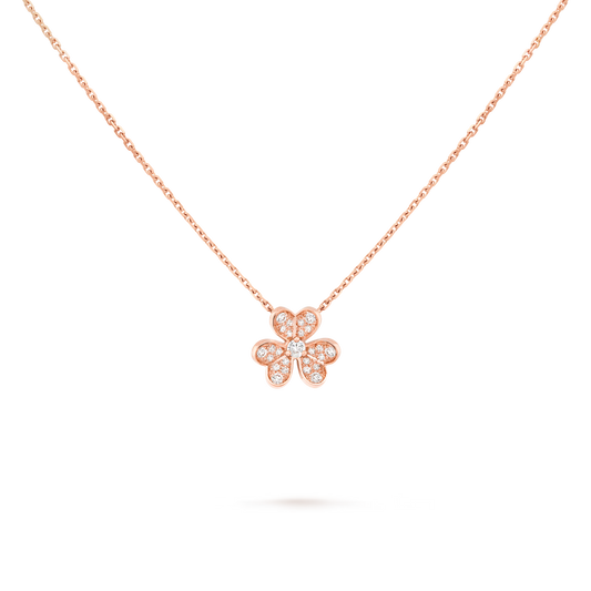 Frivole pendant, mini model, 18K rose gold, round diamonds.