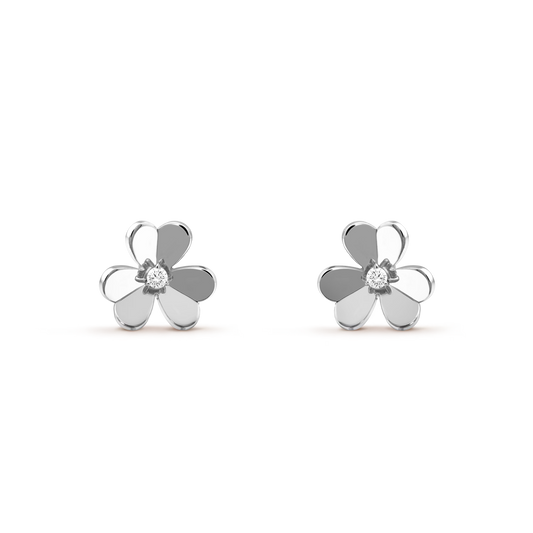 Frivole earrings, small model, rhodium plated 18K white gold, round diamonds.