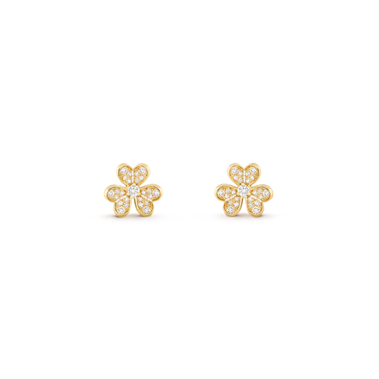 Frivole earrings, mini model, 18K yellow gold, round diamonds.