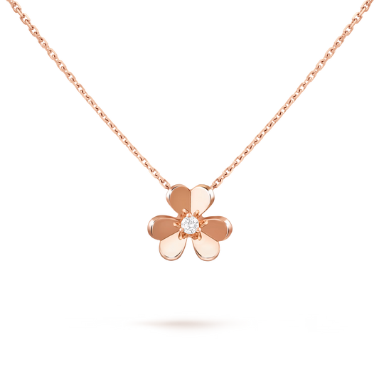 Frivole pendant, small model, 18K rose gold, round diamond.