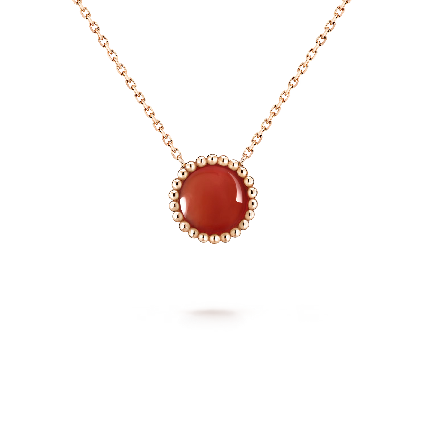 Perlée couleurs pendant, 18K rose gold, carnelian.