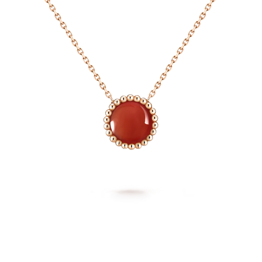 Perlée couleurs pendant, 18K rose gold, carnelian.