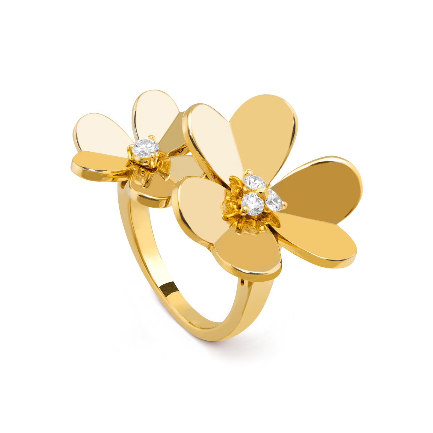 Frivole Between the Finger ring, 18K yellow gold, round diamonds