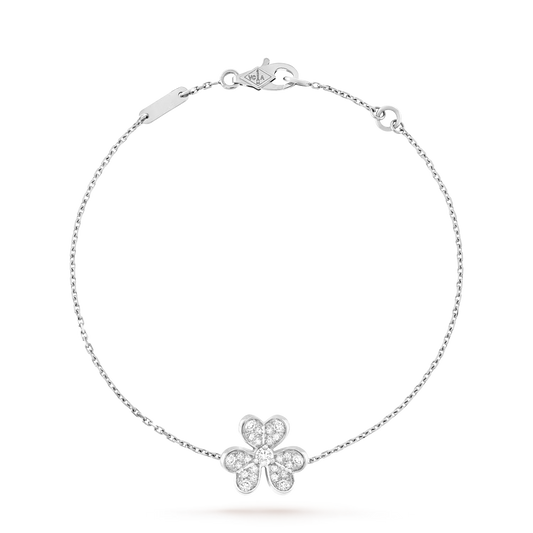 Frivole bracelet, mini model, rhodium plated 18K white gold, round diamonds.