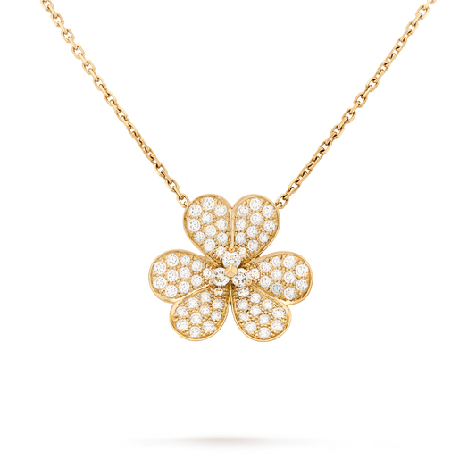 Frivole pendant, large model, 18K yellow gold, round diamonds.