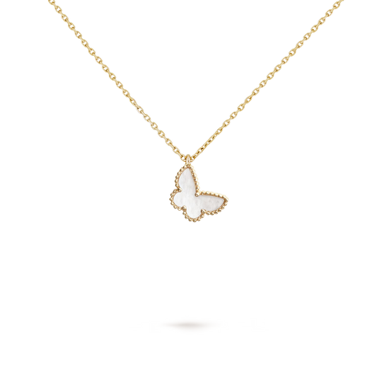 Sweet Butterflies pendant, 18K yellow gold, white mother-of-pearl.