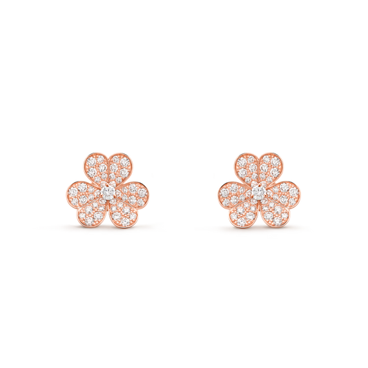Frivole earrings, small model, 18K rose gold, round diamonds