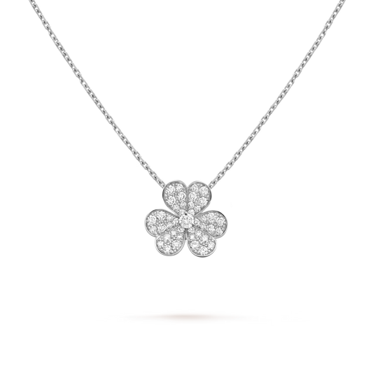 Frivole pendant, small model, rhodium plated 18K white gold, round diamonds.