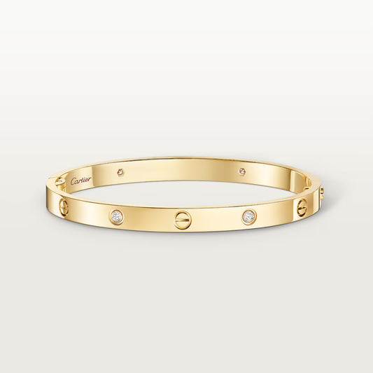 LOVE 18K yellow gold bracelet, medium model, 4 diamonds.