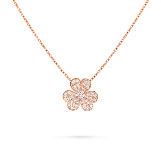 Frivole pendant, small model, 18K rose gold, round diamonds.