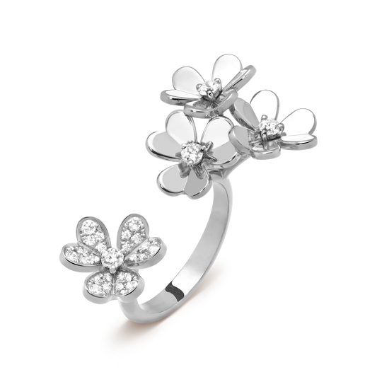 Frivole Between the Finger ring, rhodium plated 18K white gold, round diamonds.