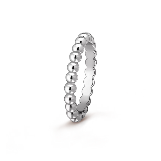 Perlée pearls of gold ring, medium model, rhodium plated 18K white gold.