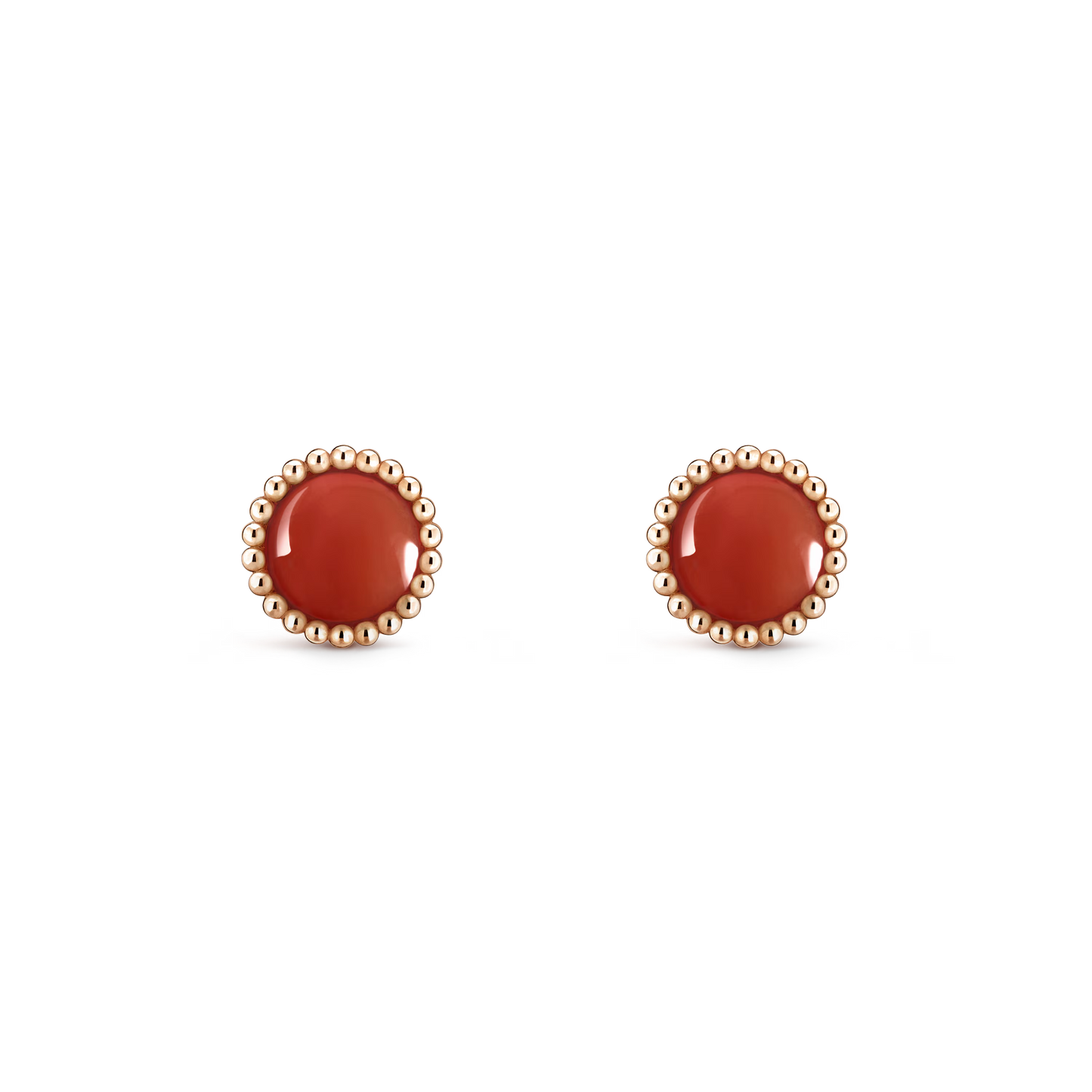 Perlée couleurs earrings, 18K rose gold, carnelian.