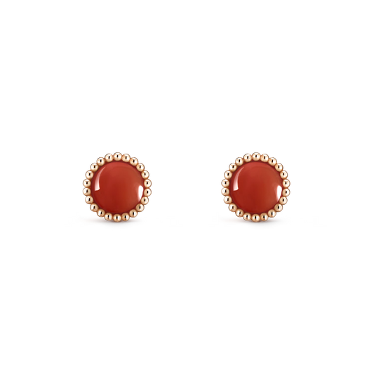 Perlée couleurs earrings, 18K rose gold, carnelian.