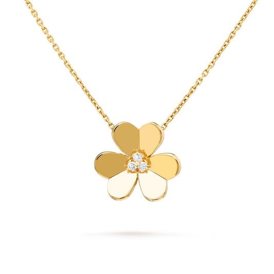 Frivole pendant, large model, 18K yellow gold, round diamonds.