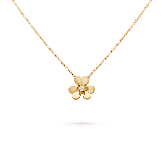 Frivole pendant, mini model, 18K yellow gold, round diamond.