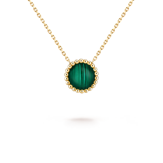 Perlée couleurs pendant, 18K yellow gold, malachite.