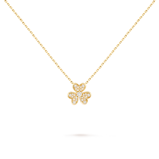 Frivole pendant, mini model, 18K yellow gold, round diamonds.
