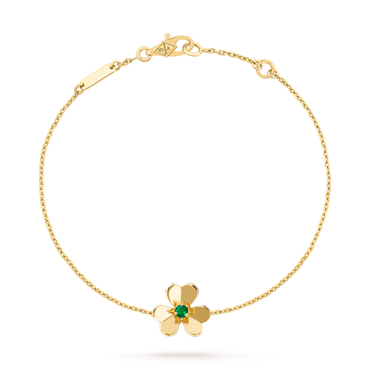 Frivole bracelet, mini model, 18K yellow gold, round emerald.