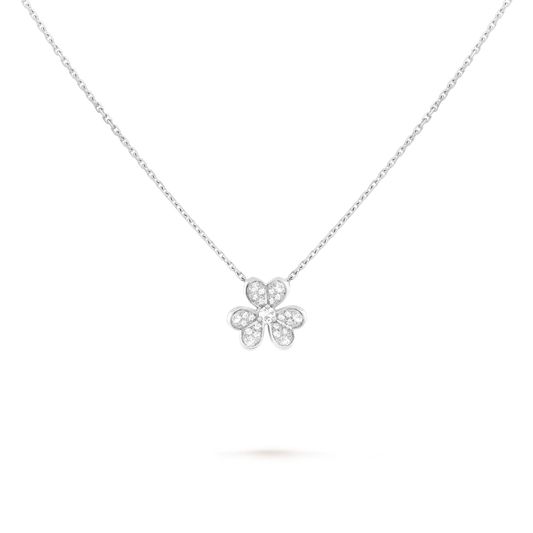 Frivole pendant, mini model, rhodium plated 18K white gold, round diamonds.