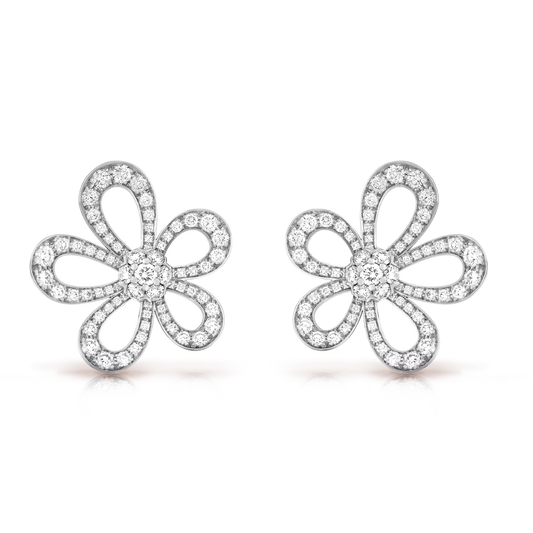 Flowerlace earrings, Rhodium plated 18K white gold, diamonds.