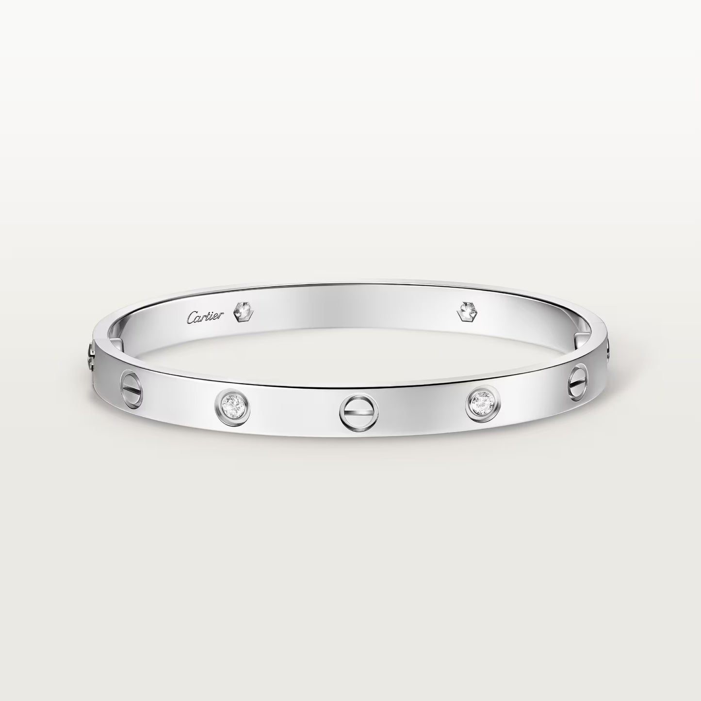 LOVE bracelet 18K white gold, classic model, 4 diamonds.