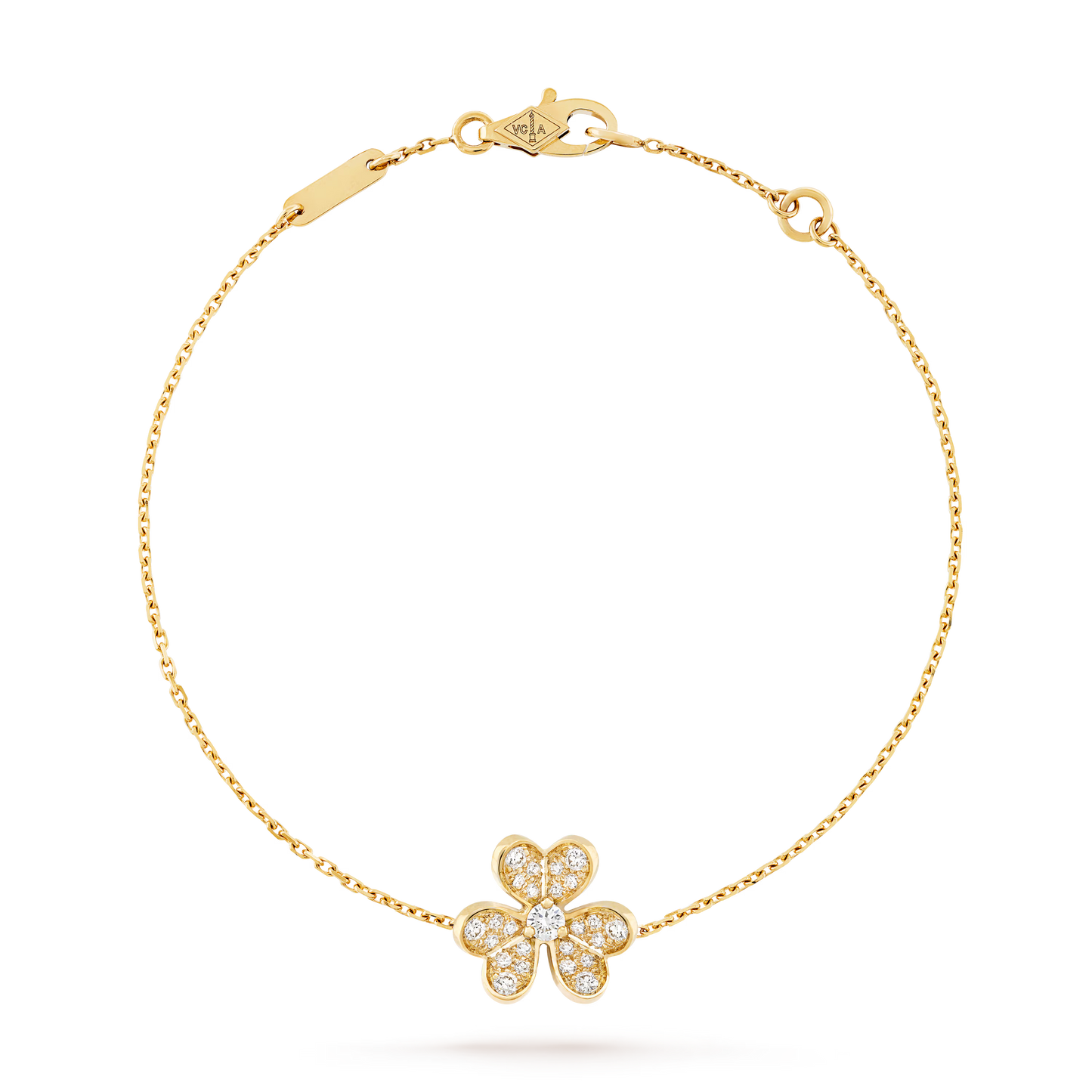 Frivole bracelet, mini model, 18K yellow gold, round diamonds.