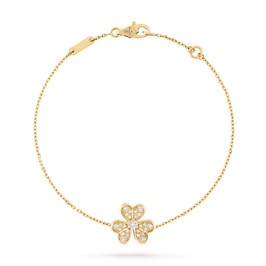 Frivole bracelet, mini model, 18K yellow gold, round diamonds.