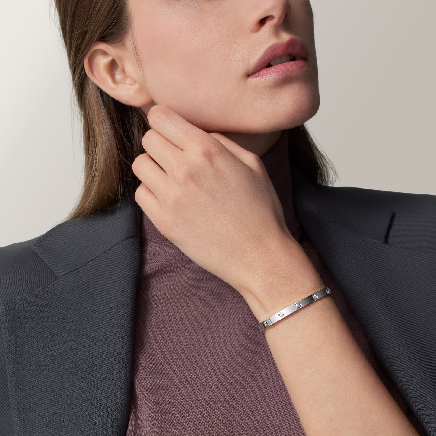 LOVE 18K white gold bracelet, medium model, 4 diamonds.