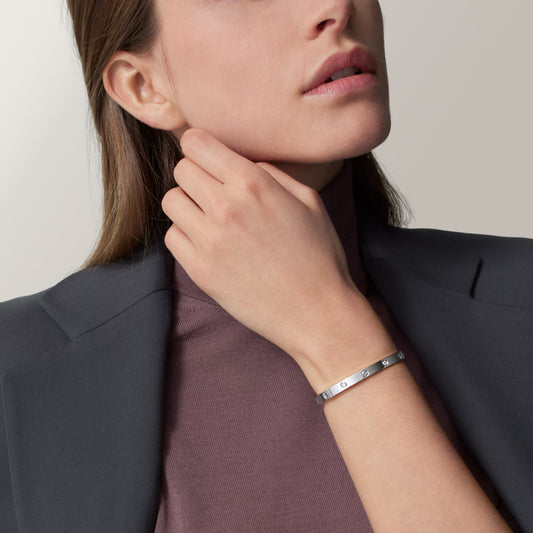 LOVE 18K white gold bracelet, medium model, 4 diamonds.