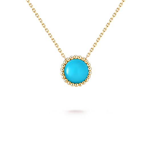 Perlée couleurs pendant, 18K yellow gold, turquoise.