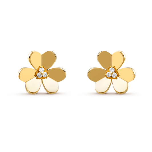 Frivole earrings, large model, 18K yellow gold, round diamonds.