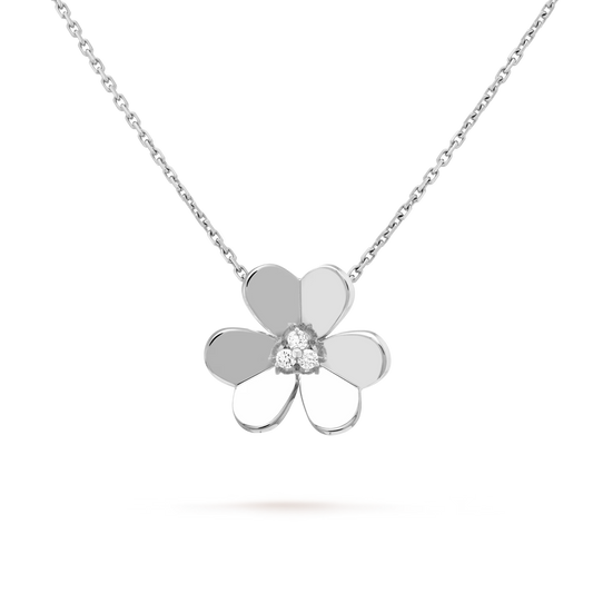 Frivole pendant, large model, rhodium plated 18K white gold, round diamonds.