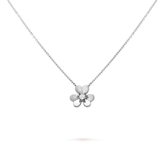 Frivole pendant, mini model, rhodium plated 18K white gold, round diamond.