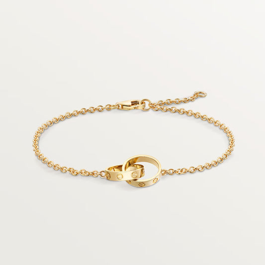 LOVE 18K yellow gold bracelet, on chain.