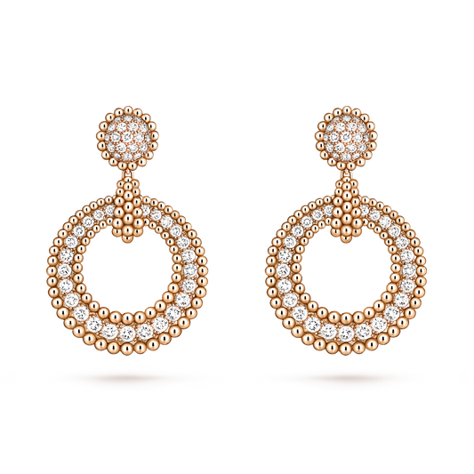 Perlée diamonds earrings, 18K rose gold, round diamonds.