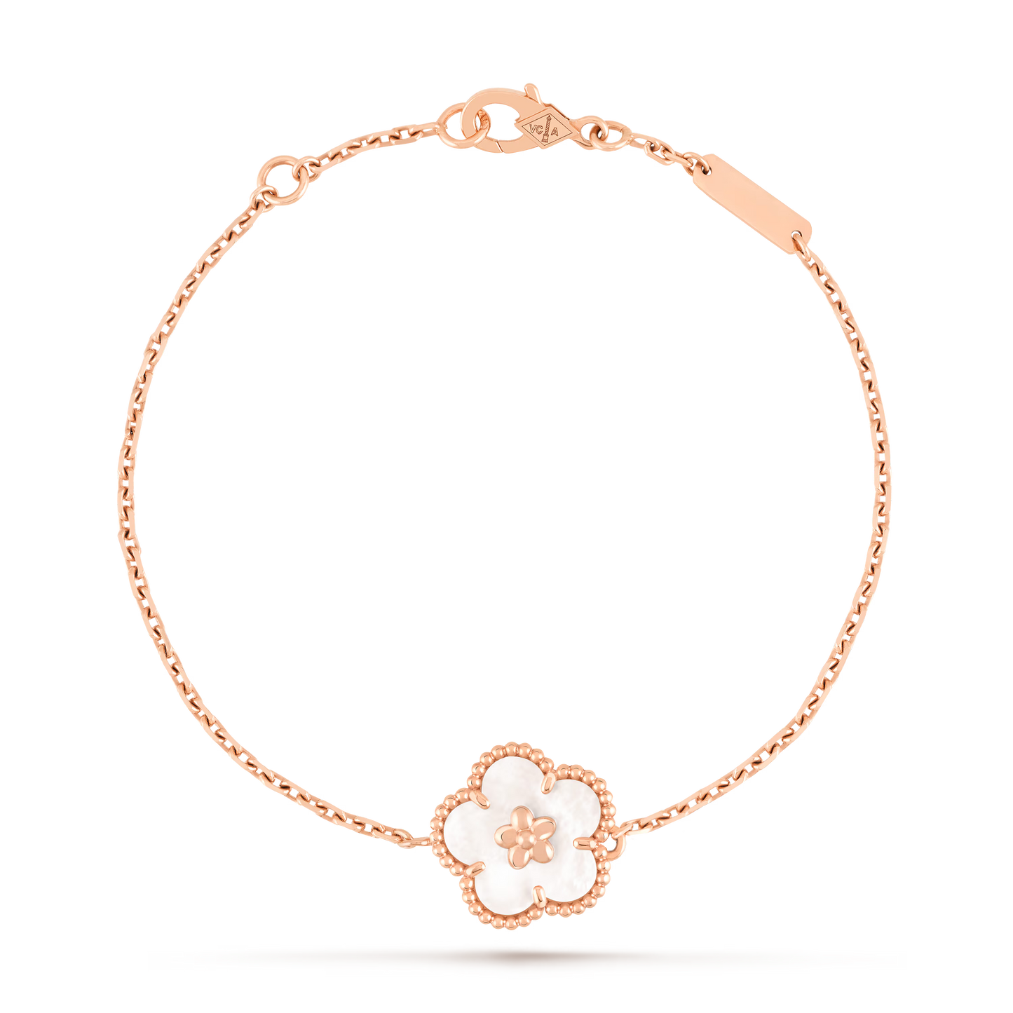 Lucky Spring bracelet, plum blossom, 18K rose gold, white mother-of-pearl.