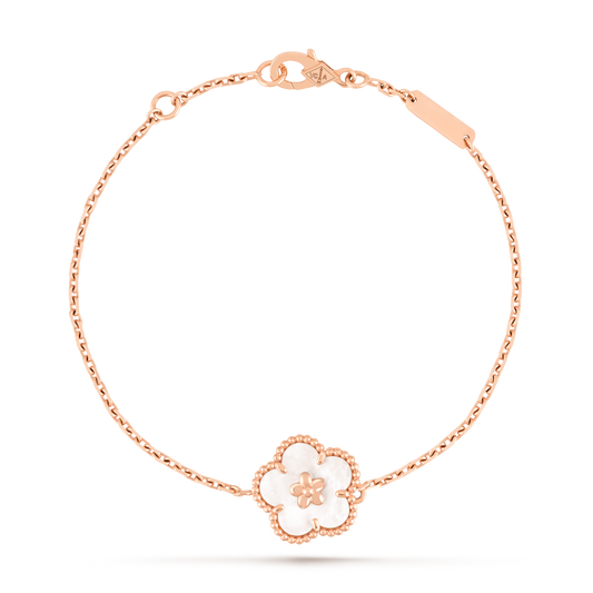 Lucky Spring bracelet, plum blossom, 18K rose gold, white mother-of-pearl.