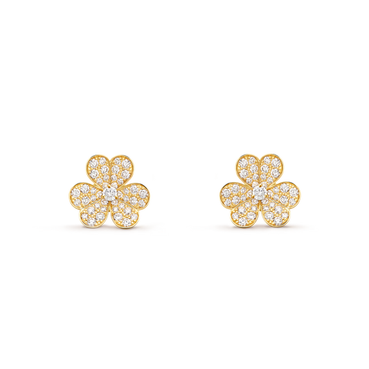 Frivole earrings, small model, 18K yellow gold, round diamonds.
