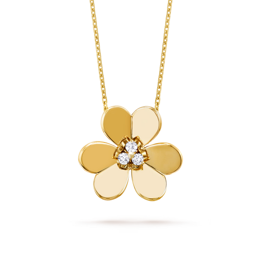 Frivole clip pendant, very large model, 18K yellow gold, round diamonds