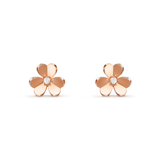 Frivole earrings, small model, 18K rose gold, round diamonds.