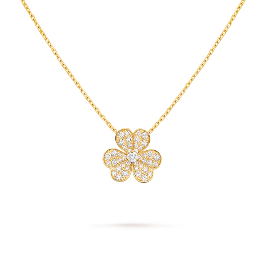 Frivole pendant, small model, 18K yellow gold, round diamonds