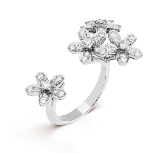Socrate Between the Finger ring, rhodium plated 18K white gold, round diamonds.