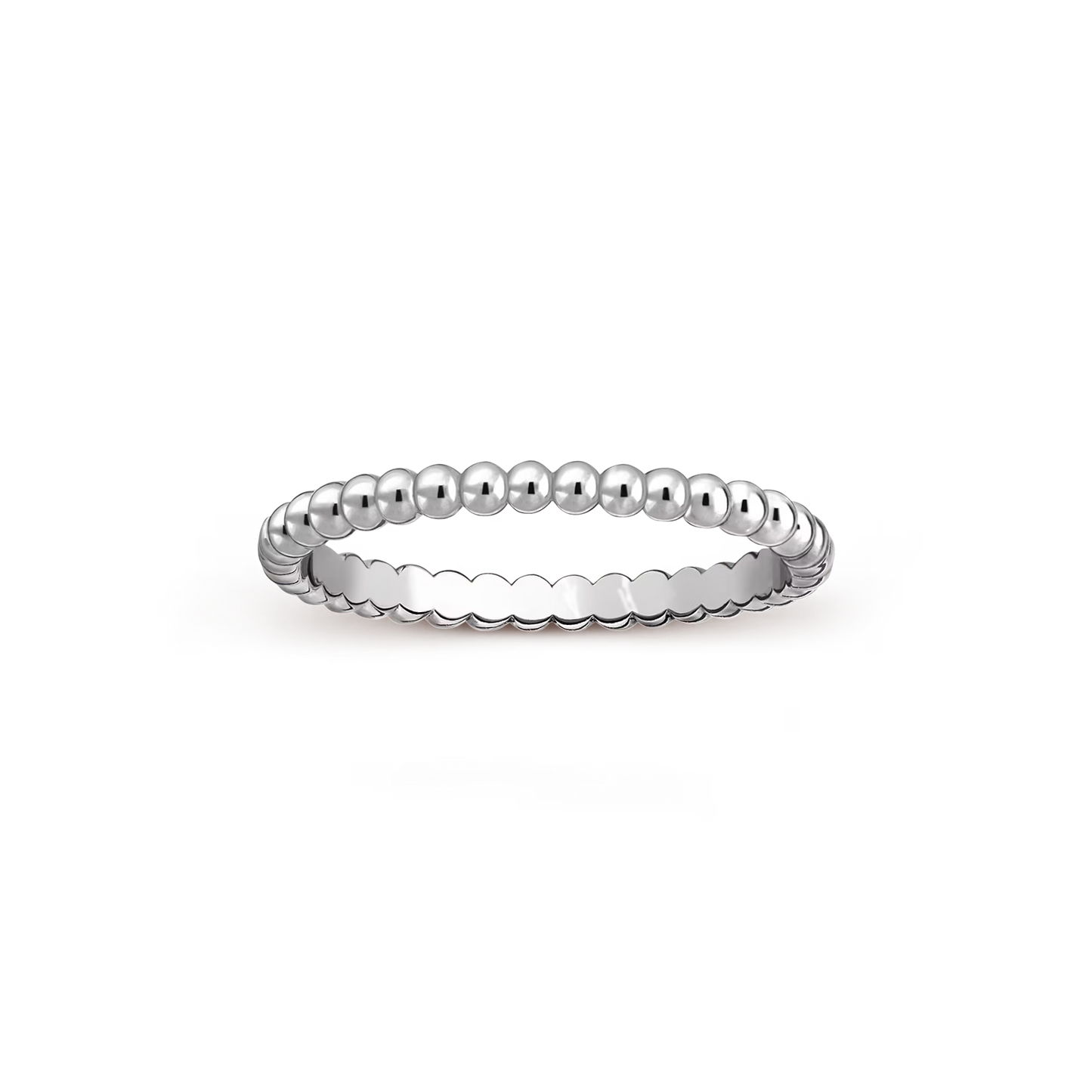 Perlée pearls of gold ring, small model, rhodium plated 18K white gold.