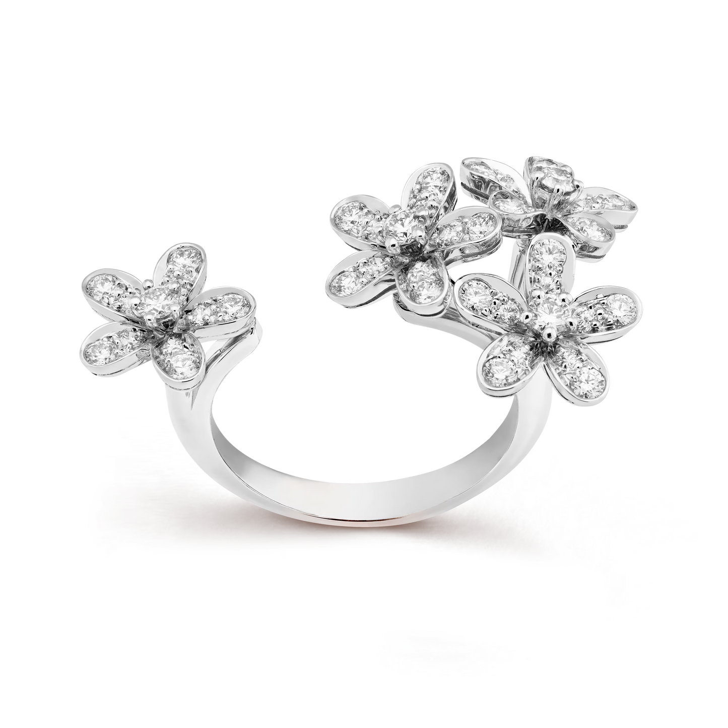 Socrate Between the Finger ring, rhodium plated 18K white gold, round diamonds.