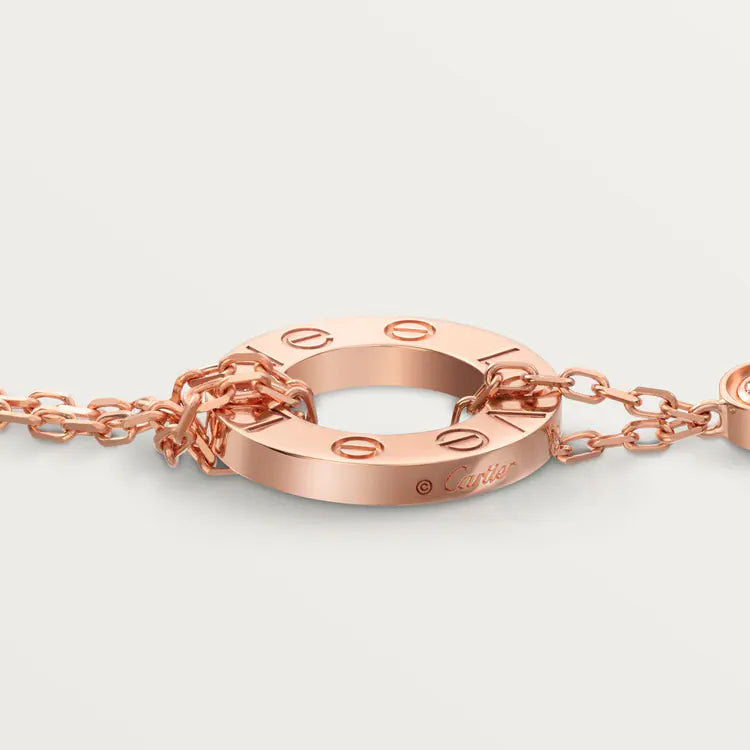 LOVE bracelet, on chain, 2 diamonds. 18k GOLD