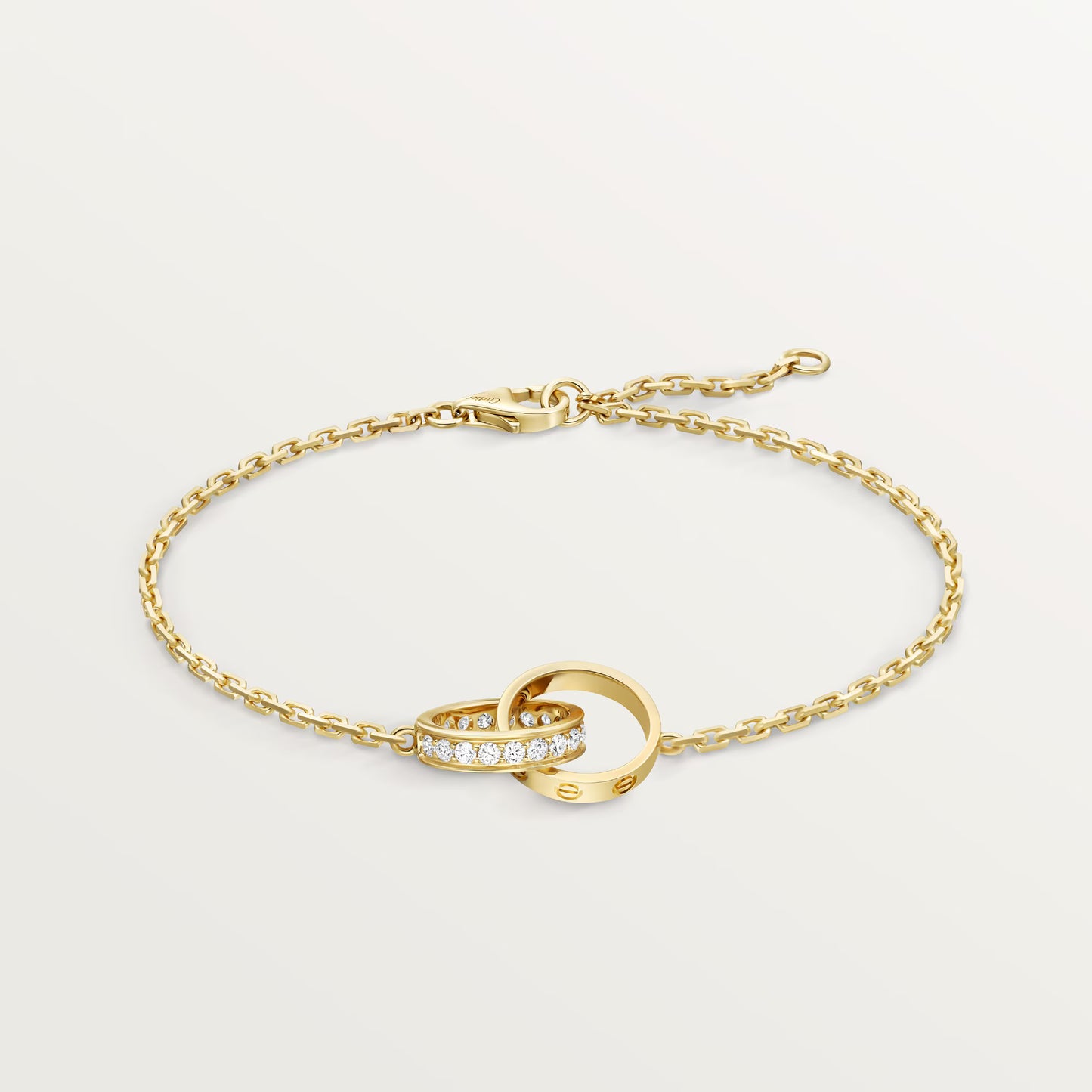 LOVE bracelet 18K yellow gold, on chain, half-paved.