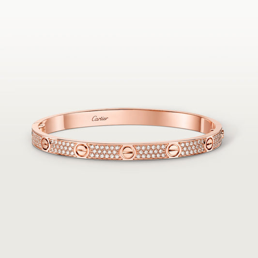 LOVE bracelet 18K rose gold, medium model, paved.